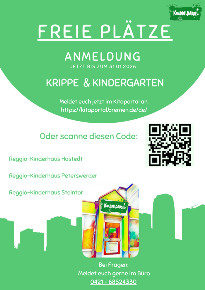 Freie Plätze in Krippe und Kindergarten. Anmeldung im Kitaporal bis 31. Januar 2026